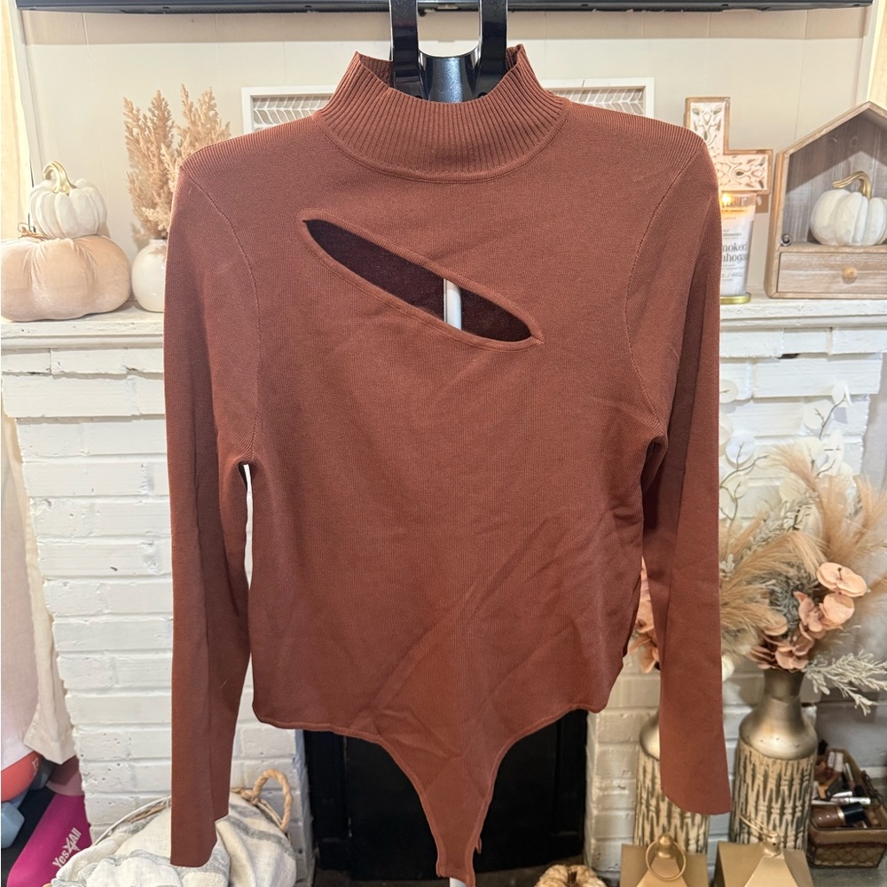 Fashion Nova Brown Cutout Bodysuit